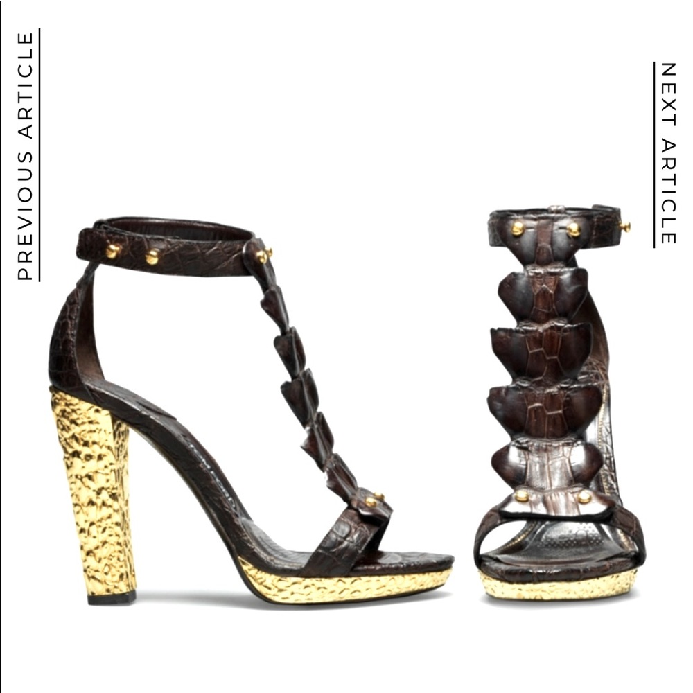 $5k Tom Ford Alligator Gladiator Sandal Heels 39